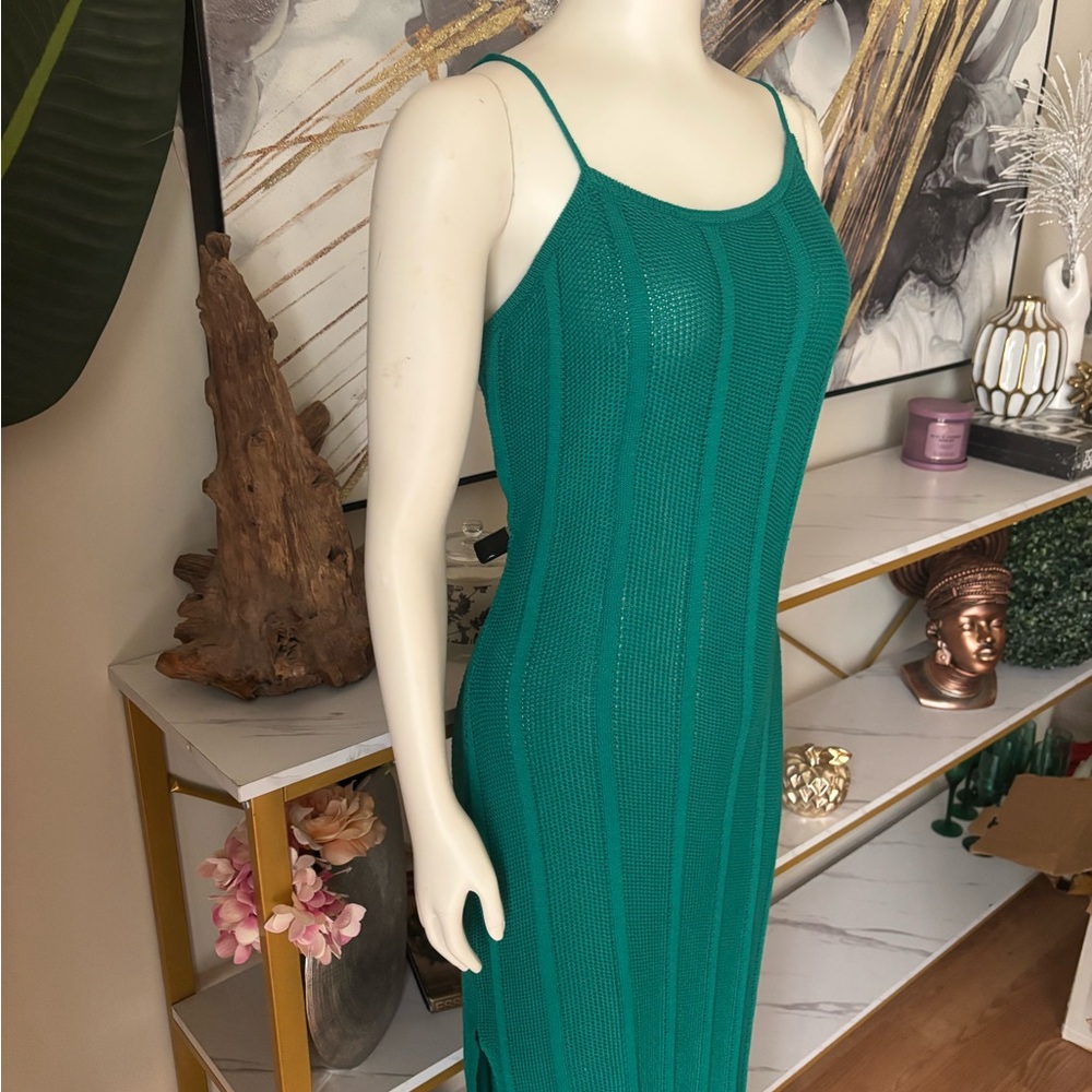 SHEIN Teal Sleeveless Knit Midi Dress